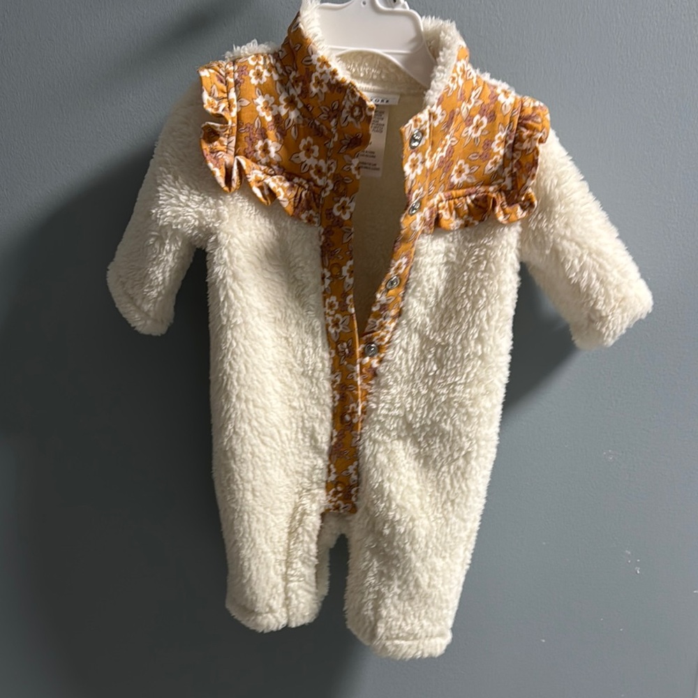 Nicole Miller 0-3 M Floral Cream and Orange Kids One Piece bunting